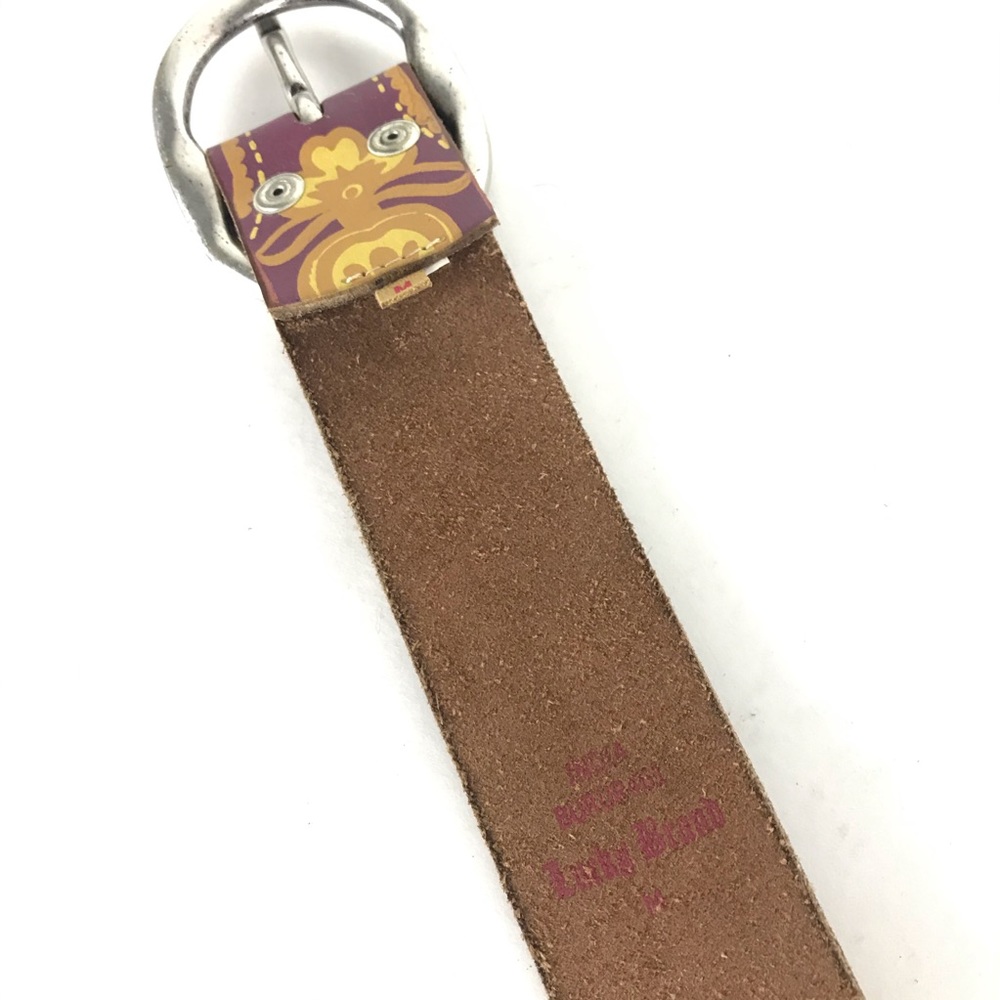 Lucky Brand floral embroidered leather belt Sz M - Picture 7 of 8